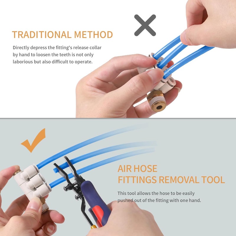 PLANEKO Air Line Pliers Push to Connect Fitting Disconnect Tool for 1/4" 5/16" Pneumatic Hose Quick Connect Fittings Removing Air Line Removal Tool Hose Release Pliers for 6mm 8mm Push Fit Connector - Image 4